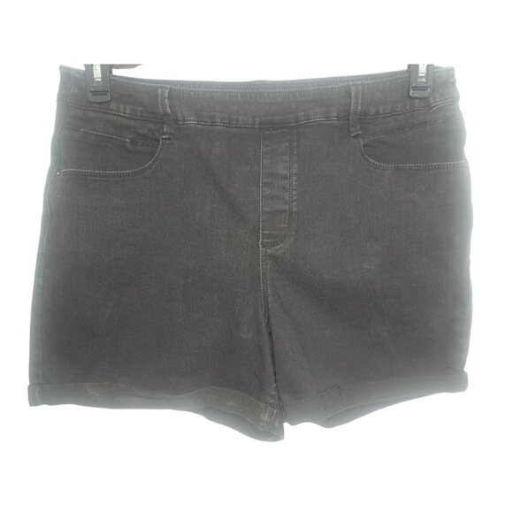Time & Tru Womens Black Denim Shorts XL(16-18) Stretch Mid-Rise Casual - Picture 1 of 7